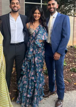 Teal Floral Pre-Draped Sari