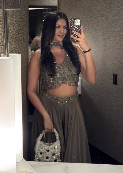 Brown Embellished Sharara Set