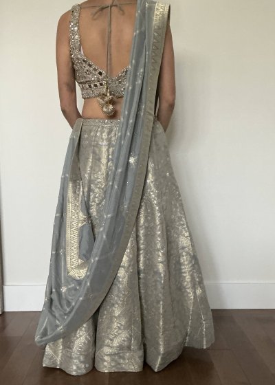 Silver Mirrorwork Lehenga