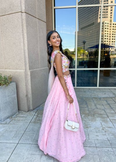 Pink Floral Lehenga