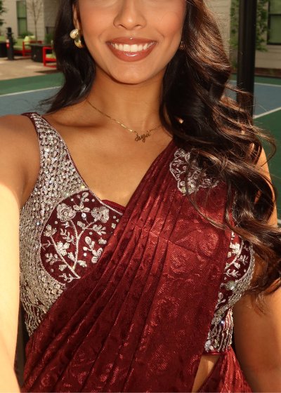 Maroon Pre-Draped Sari