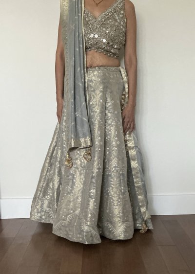 Silver Mirrorwork Lehenga