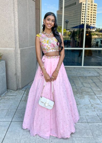 Pink Floral Lehenga