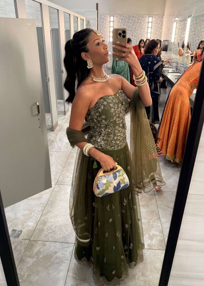 Green Corset Top and Lehenga