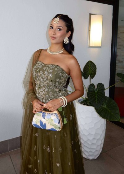 Green Corset Top and Lehenga