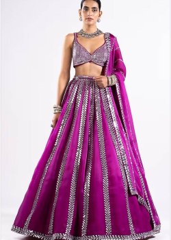 Magenta Mirrorwork Lehenga