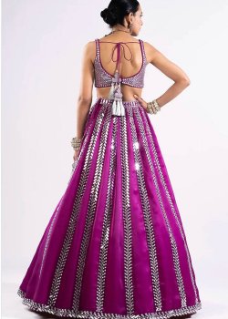 Magenta Mirrorwork Lehenga - hover