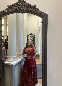 Maroon Floral Sequin Lehenga - hover