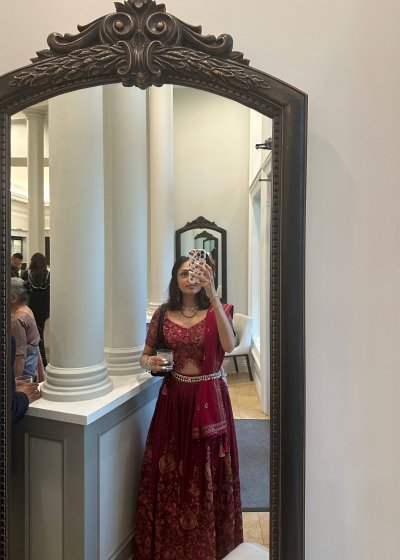 Maroon Floral Sequin Lehenga