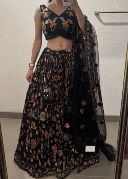 Black Floral Lehenga