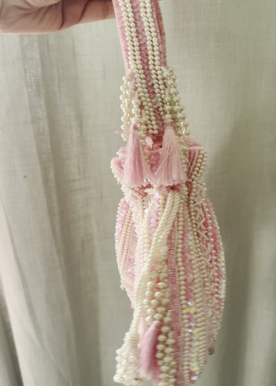 Pink Pearl Beaded Potli Bag