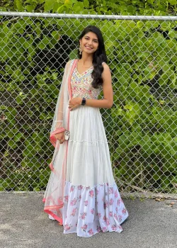 White Embroidered Floral Anarkali
