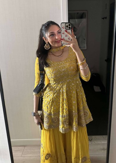 Yellow Peplum Embellished Sharara