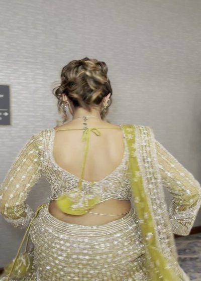 Olive Green Sequin Lehenga