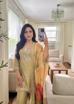 Sage Green Embroidered Kurta Set