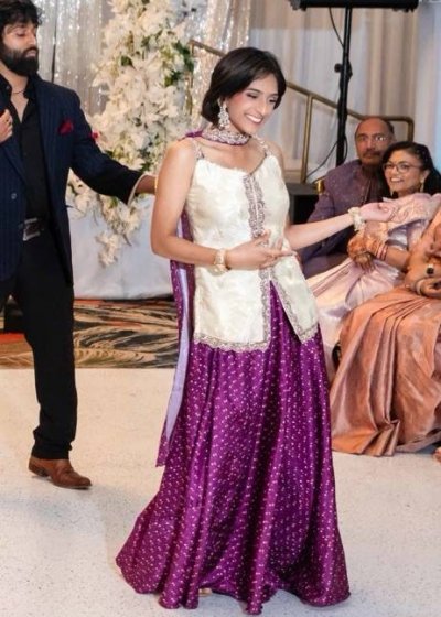 Purple Polka Dot Sharara Set