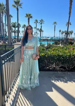 Pastel Blue-Green Floral Lehenga