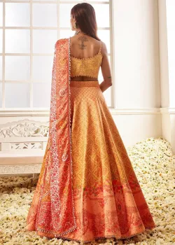Yellow Floral Print Lehenga - hover