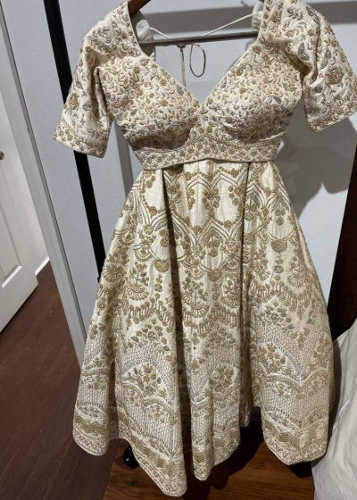 Ivory and Gold Bridal Lehenga