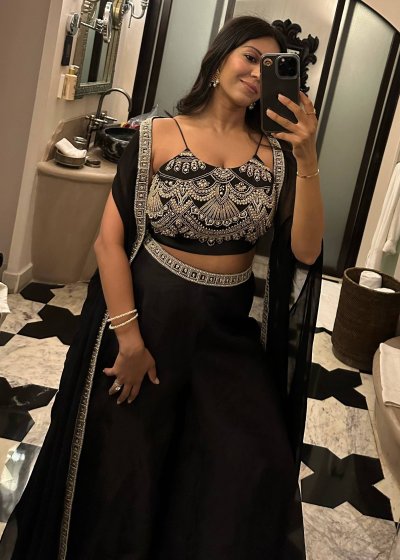 Black Embellished Sharara Set