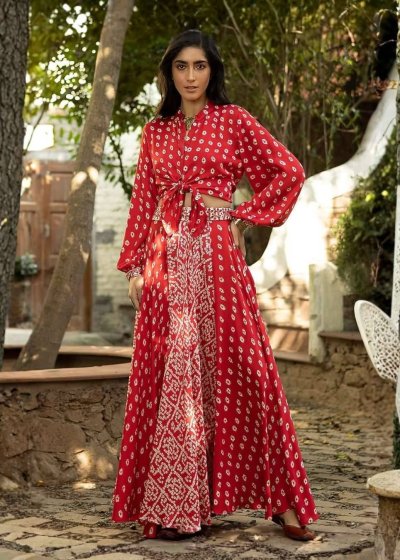 Red Bandhani Co-Ord Set