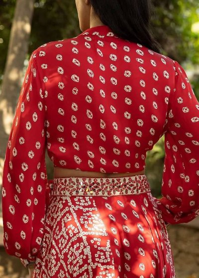 Red Bandhani Co-Ord Set