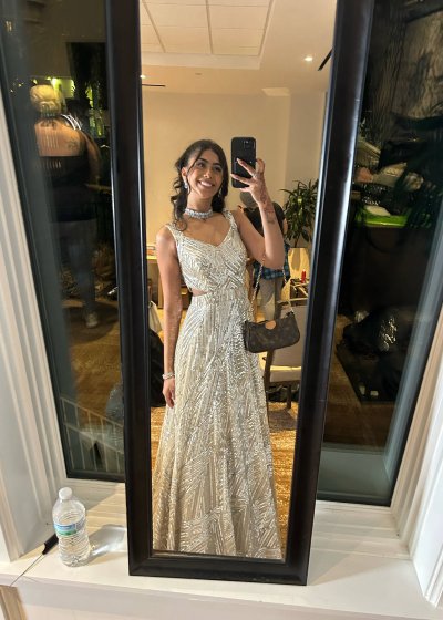 Silver Sequin Cutout Gown