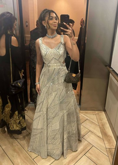 Silver Sequin Cutout Gown