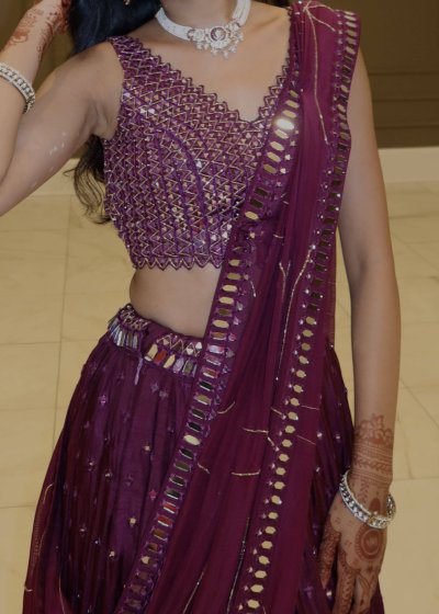 Maroon Mirrorwork Lehenga