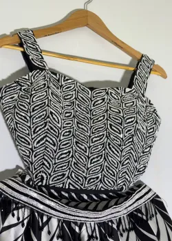 Black and White Chevron Lehenga - hover