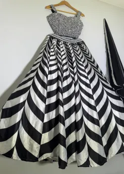 Black and White Chevron Lehenga