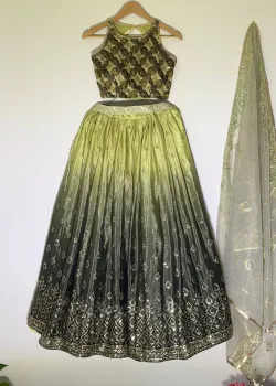 Green Ombre Sequin Lehenga