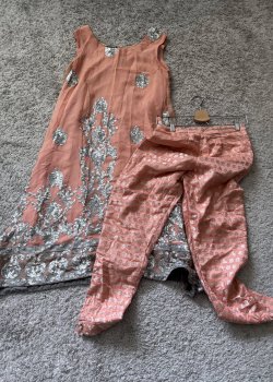 Peach Sequin Kurta Set