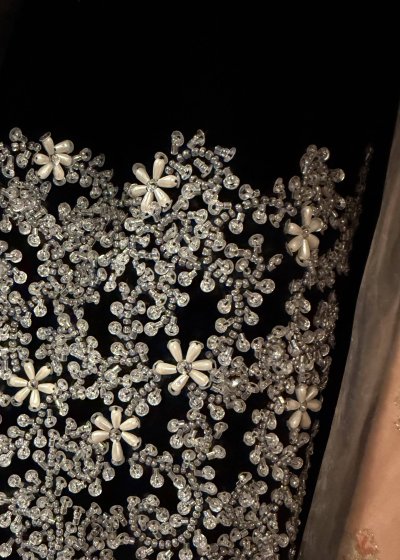 Black Pearl-Embroidered Velvet Sherwani