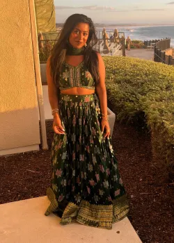Forest Green Floral Lehenga