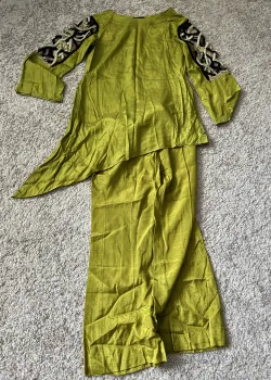 Green Cutwork-Sleeve Kurta Set