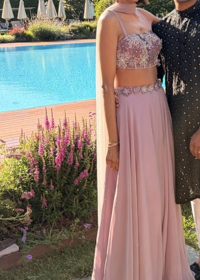 Lavender Floral Beaded Lehenga