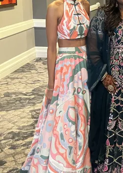 Pastel Abstract-Print Skirt Set - hover