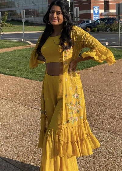 Yellow Floral Embroidered Co-Ord Set
