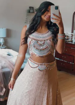 Beige Beaded Lehenga