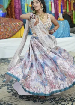 Pastel Floral Print Lehenga