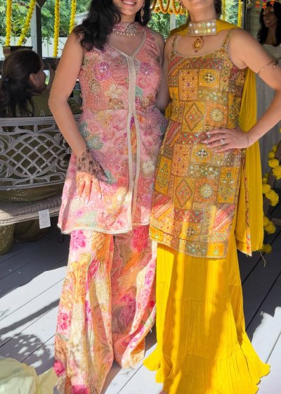 Pink Floral Sharara Set