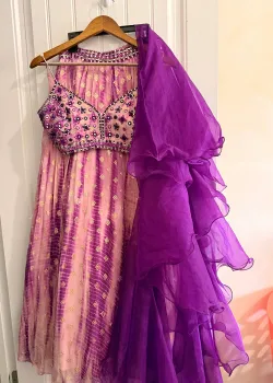 Pink and Purple Tie-Dye Lehenga