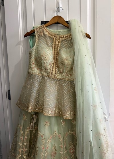 Mint Green Peplum Lehenga Set