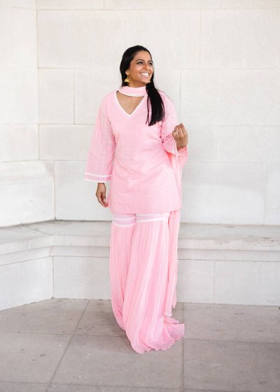 Blush Pink Eyelet Sharara Set