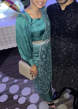 Teal Satin Co-Ord Set - hover