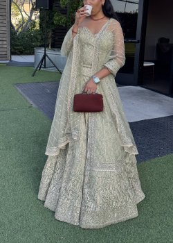 Sage Green Embroidered Lehenga - hover