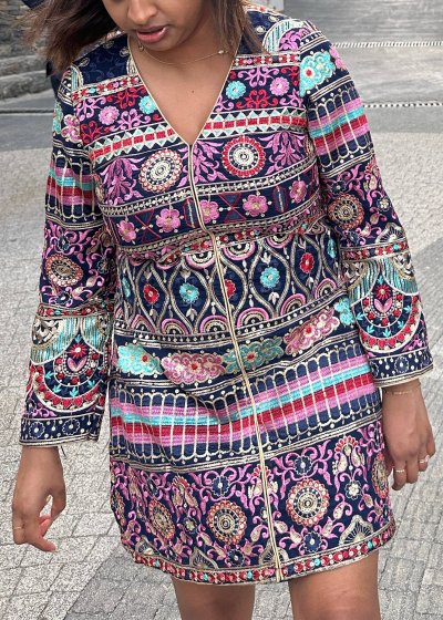 Multicolor Embroidered Dress