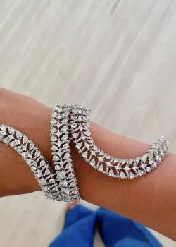 Silver Rhinestone Cuff Bangle