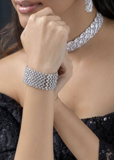 Silver Rhinestone Cuff Bangle